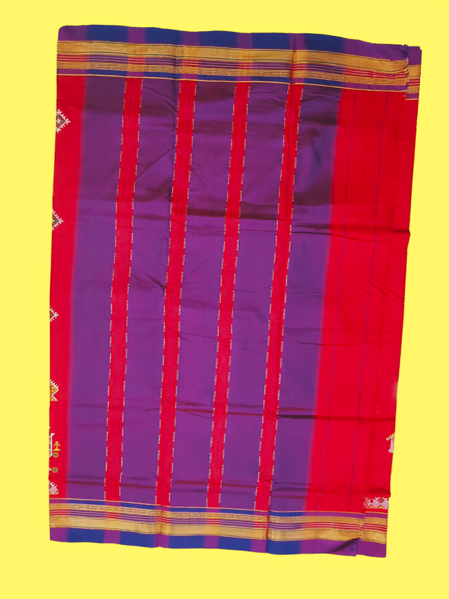 Kasuti Work ilkal Sarees with Running blouse piece for Womens