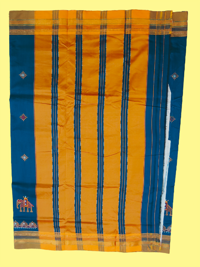 Kasuti Work ilkal Sarees with Running blouse piece for Womens