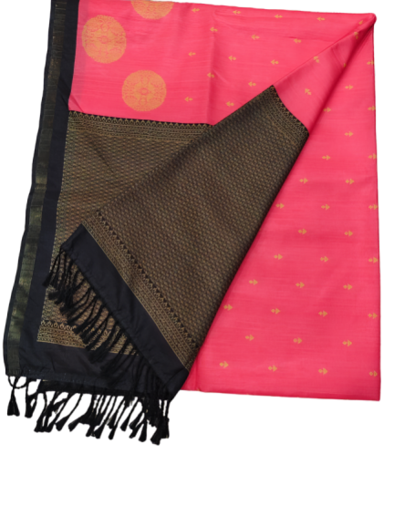 Elegant Cotton Saree with Golden Zari Work and Contrast Pallu