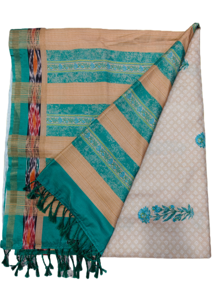Elegant Cotton Saree with Golden Zari Work and Contrast Pallu