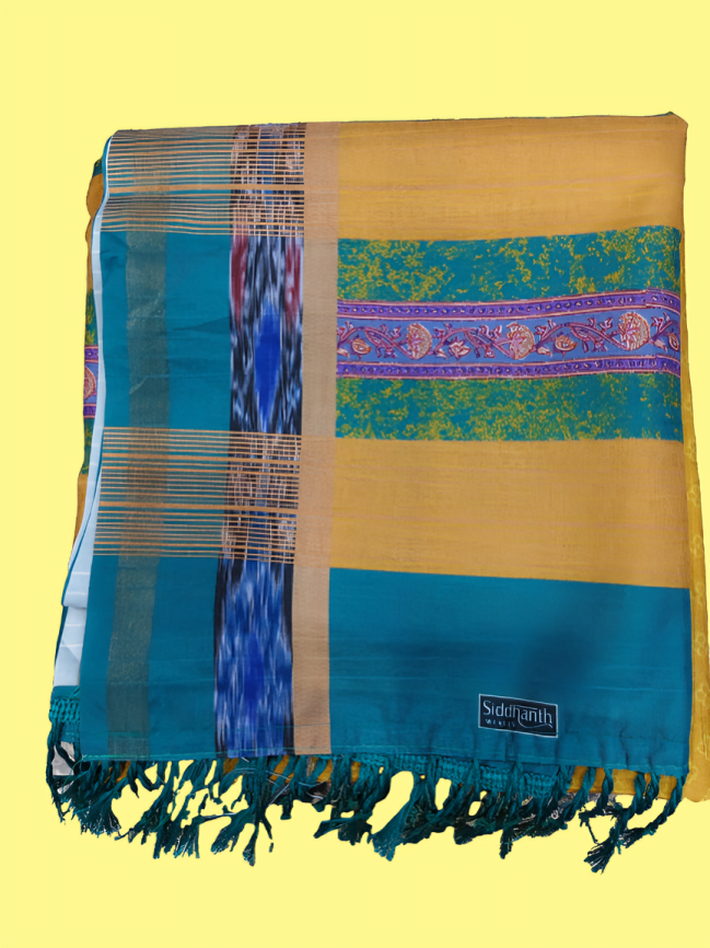 Elegant Cotton Saree with Golden Zari Work and Contrast Pallu