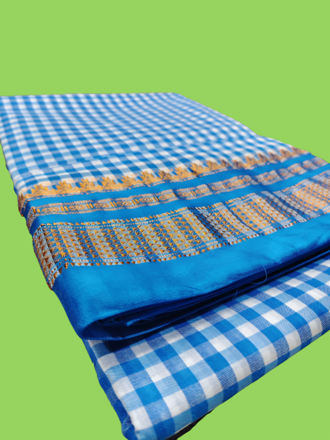 Checked Saree with Rich Zari Border New fashion