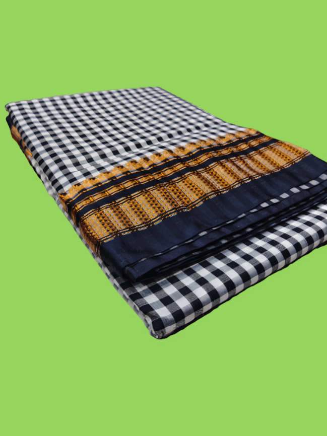 Checked Saree with Rich Zari Border