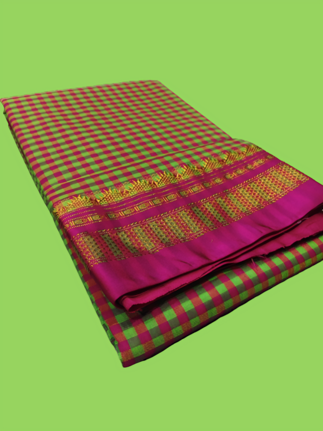 Checked Saree with Rich Zari Border