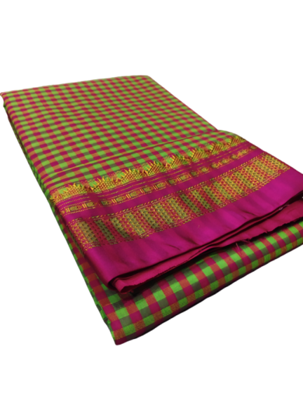 Checked Saree with Rich Zari Border