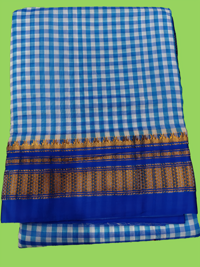 Checked Saree with Rich Zari Border New fashion