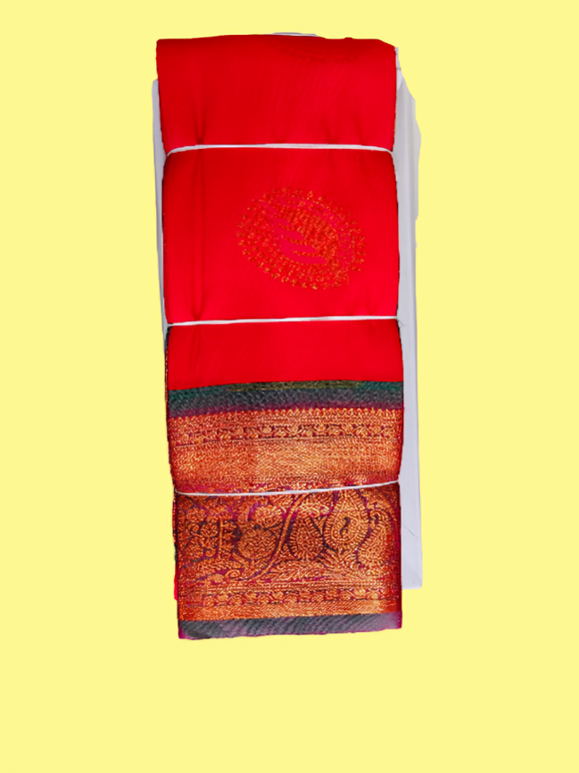 Elegant Soft Silk Saree with Rich Golden Zari Border & Pallu with Blouse