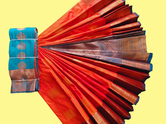 Elegant Soft Silk Saree with Rich Golden Zari Border & Pallu with Blouse
