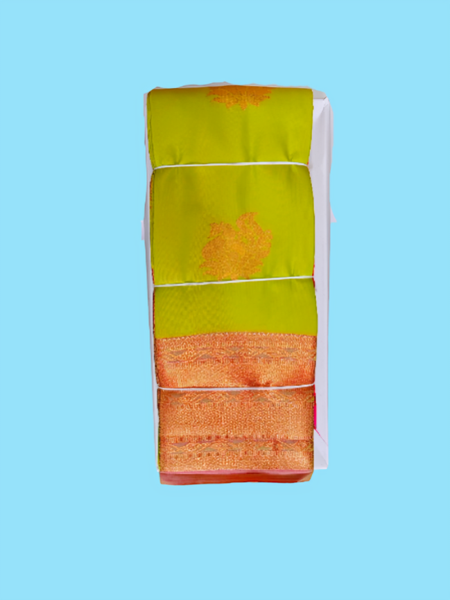 Elegant Soft Silk Saree with Rich Golden Zari Border & Pallu with Blouse