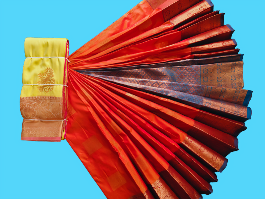 Elegant Soft Silk Saree with Rich Golden Zari Border & Pallu with Blouse