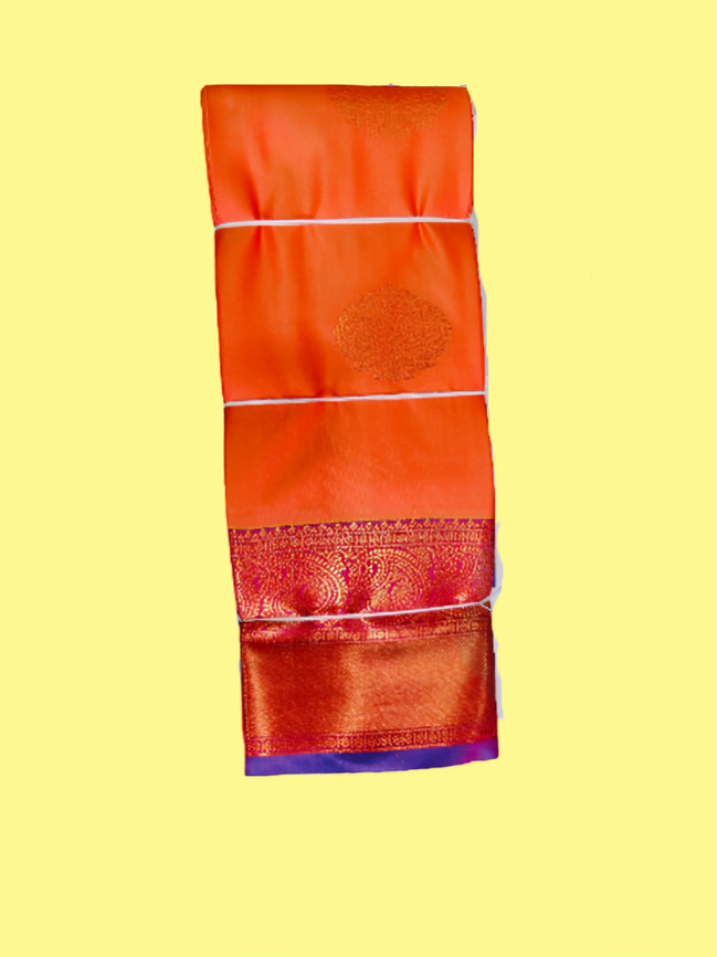 Elegant Soft Silk Saree with Rich Golden Zari Border & Pallu with Blouse