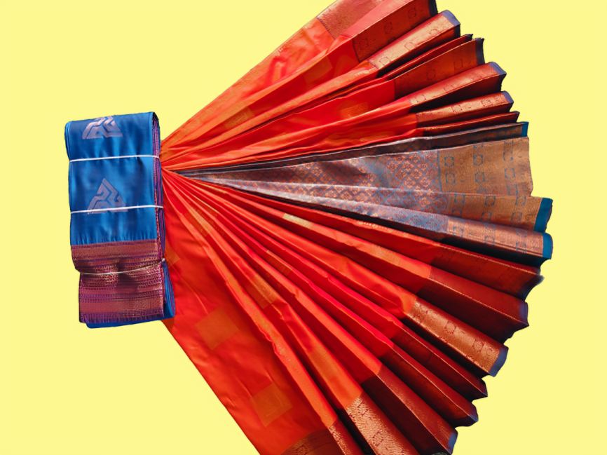 Elegant Soft Silk Saree with Rich Golden Zari Border & Pallu with Blouse