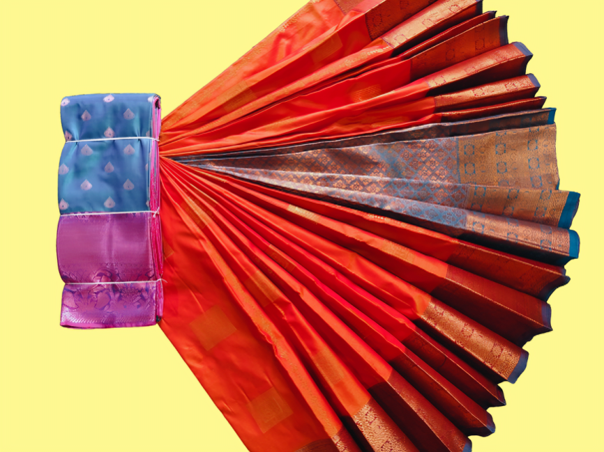 Elegant Soft Silk Saree with Rich Golden Zari Border & Pallu with Blouse