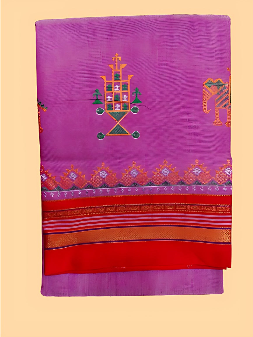 Kasuti Work ilkal Sarees with Running blouse piece for Womens