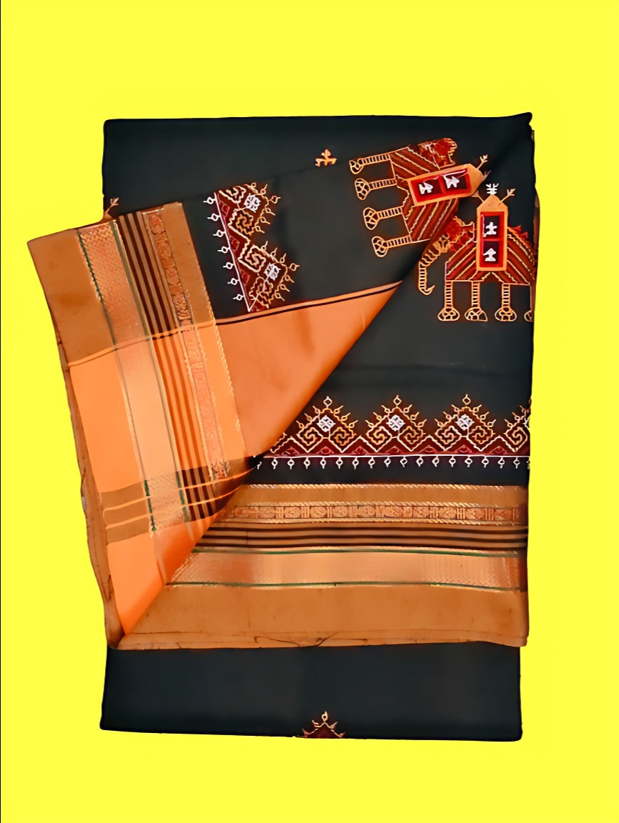 Kasuti Work ilkal Sarees with Running blouse piece for Womens