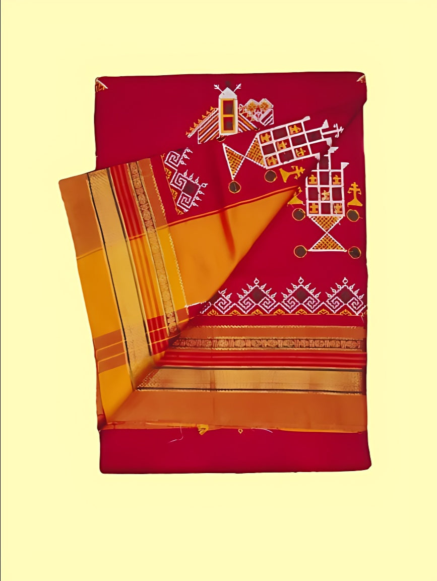 Kasuti Work ilkal Sarees with Running blouse piece for Womens