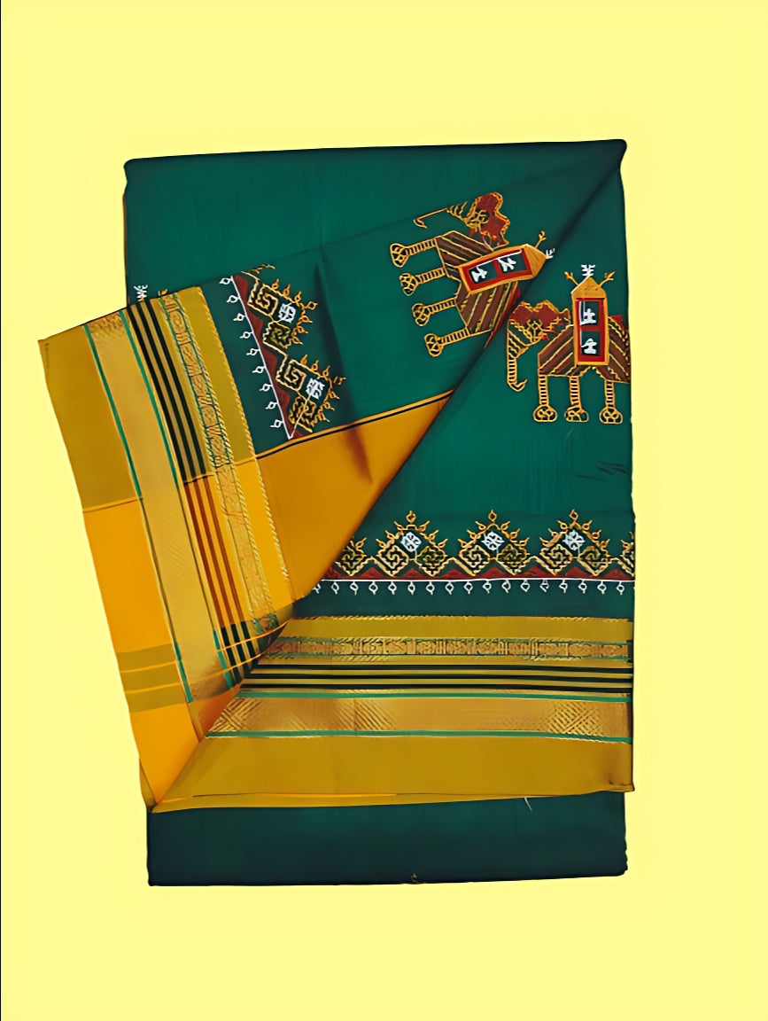 Kasuti Work ilkal Sarees with Running blouse piece for Womens