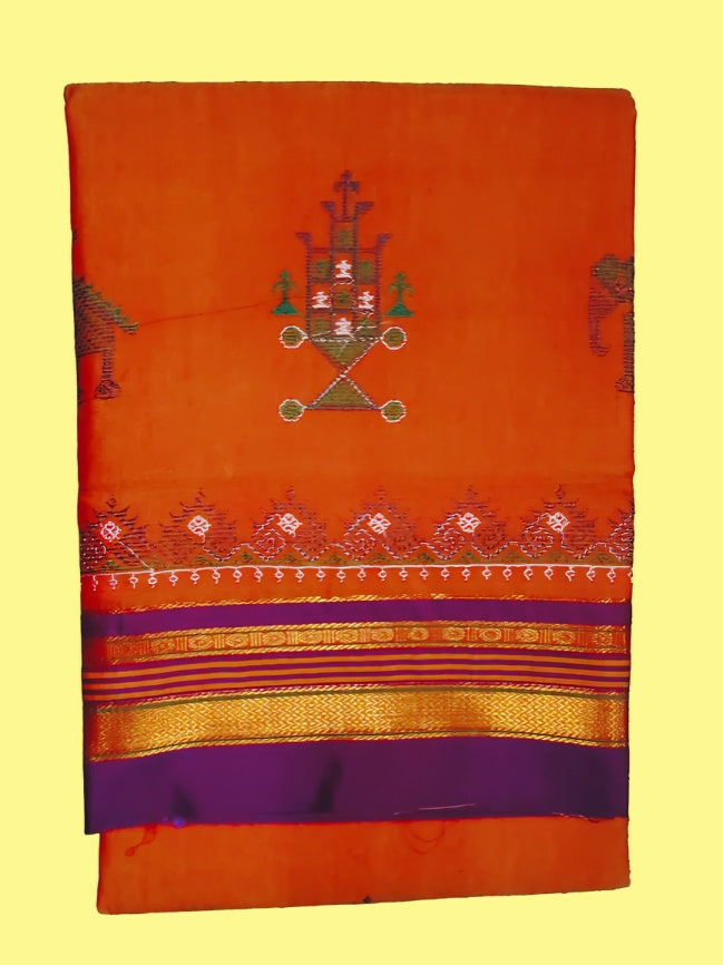 Kasuti Work ilkal Sarees with Running blouse piece for Womens