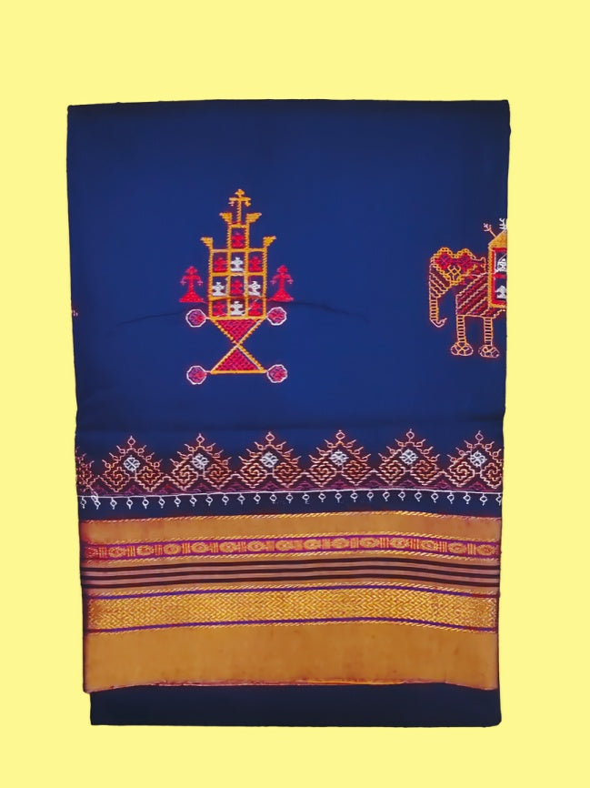 Kasuti Work ilkal Sarees with Running blouse piece for Womens
