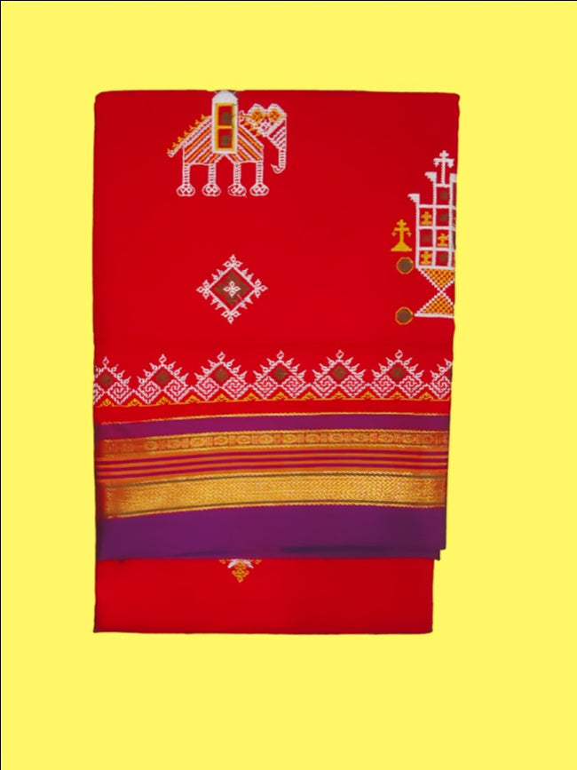 Kasuti Work ilkal Sarees with Running blouse piece for Womens