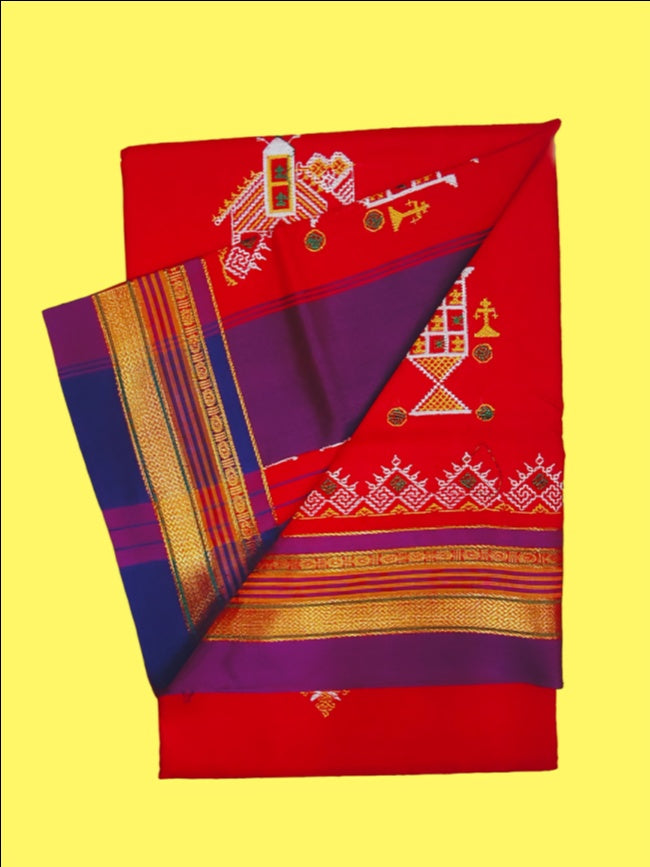 Kasuti Work ilkal Sarees with Running blouse piece for Womens