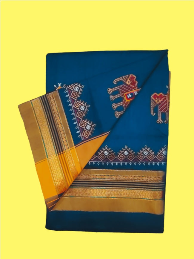 Kasuti Work ilkal Sarees with Running blouse piece for Womens