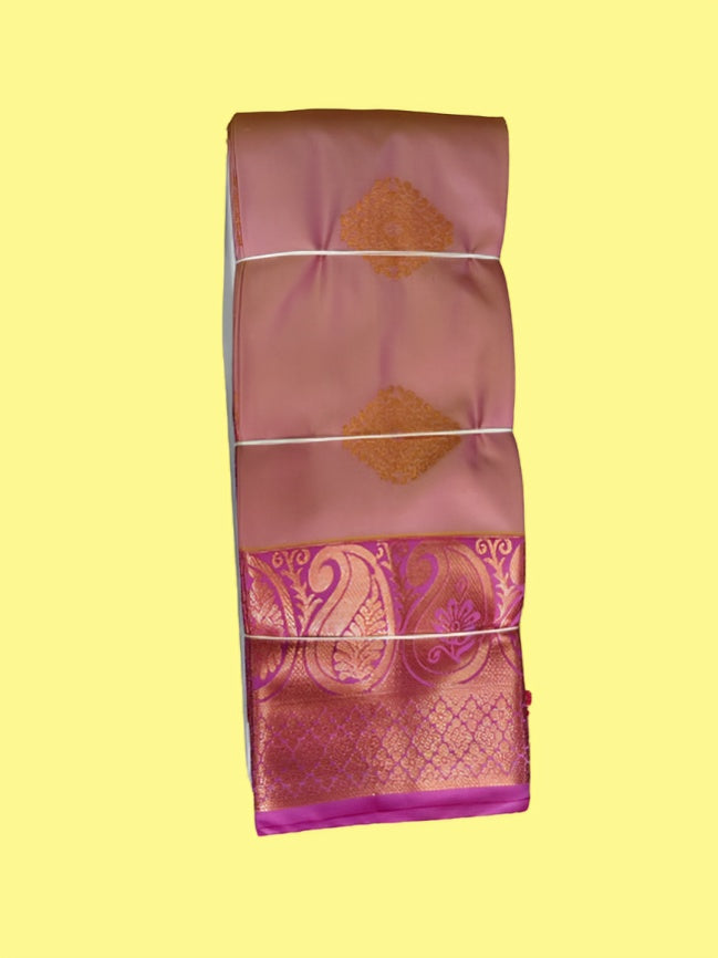 Elegant Soft Silk Saree with Rich Golden Zari Border & Pallu with Blouse