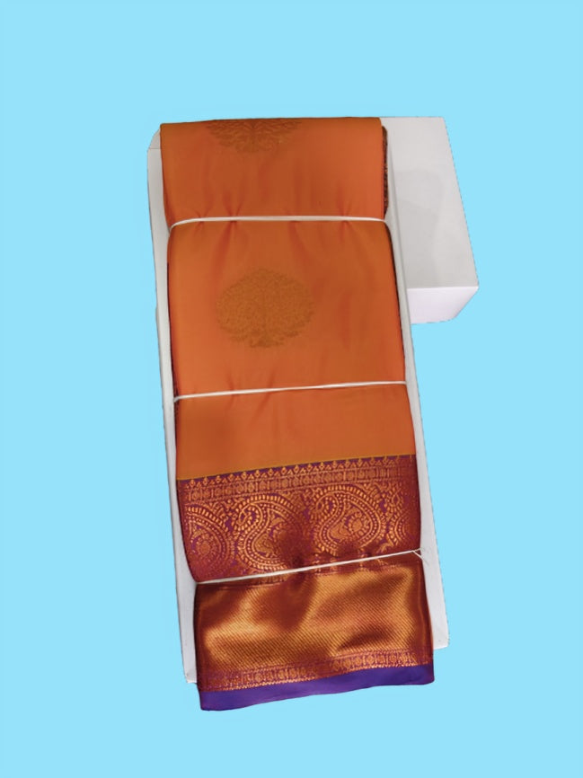 Elegant Soft Silk Saree with Rich Golden Zari Border & Blouse with Pallu