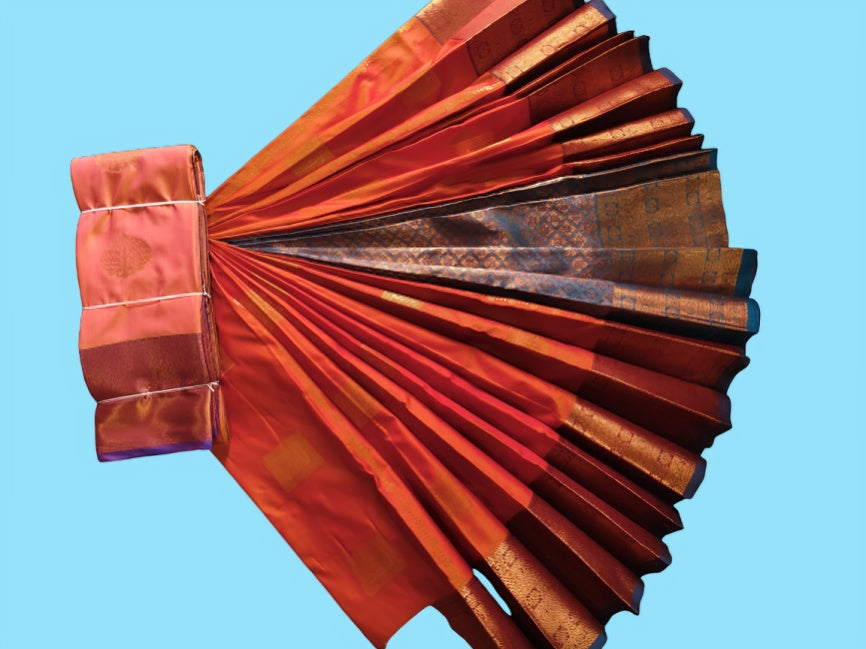 Elegant Soft Silk Saree with Rich Golden Zari Border & Blouse with Pallu