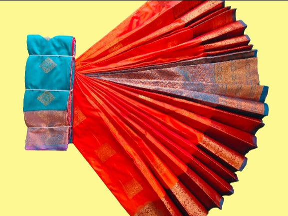 Elegant Soft Silk Saree with Rich Golden Zari Border & Pallu with Blouse