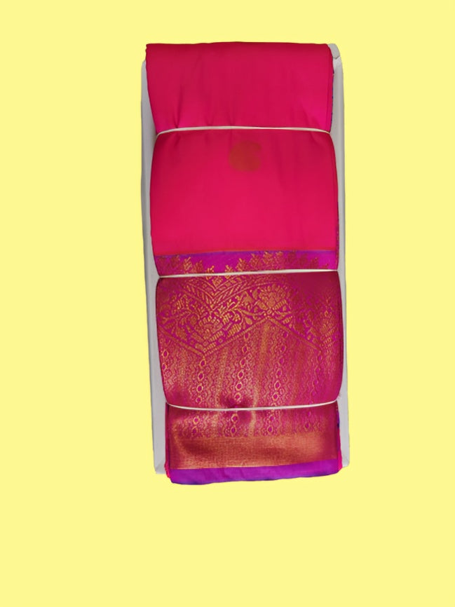 Elegant Soft Silk Saree with Rich Golden Zari Border & Pallu with Blouse