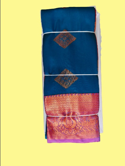 Elegant Soft Silk Saree with Rich Golden Zari Border & Pallu with Blouse