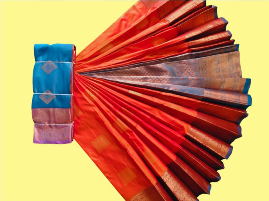 Elegant Soft Silk Saree with Rich Golden Zari Border & Pallu with Blouse