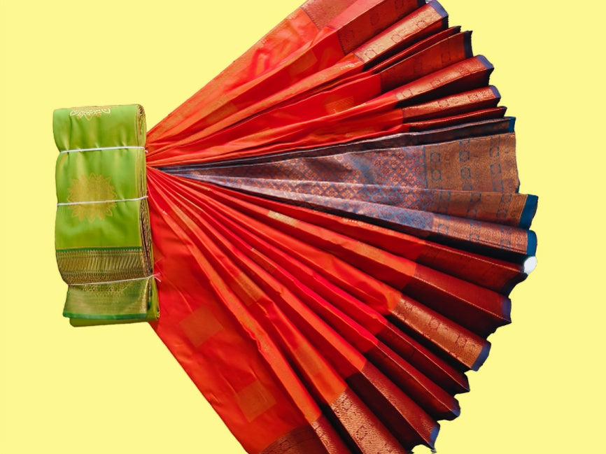 Elegant Soft Silk Saree with Rich Golden Zari Border & Pallu with Blouse