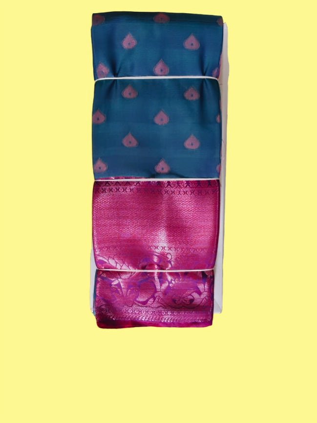 Elegant Soft Silk Saree with Rich Golden Zari Border & Pallu with Blouse