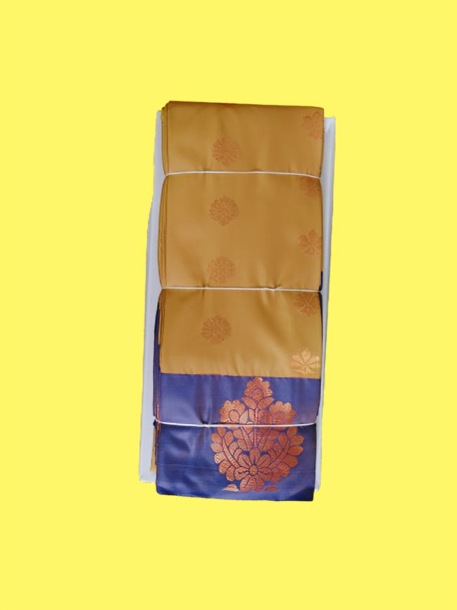 Elegant Soft Silk Saree with Rich Golden Zari Border & Pallu with Blouse