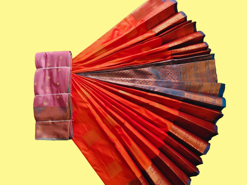 Elegant Soft Silk Saree with Rich Golden Zari Border & Pallu with Blouse