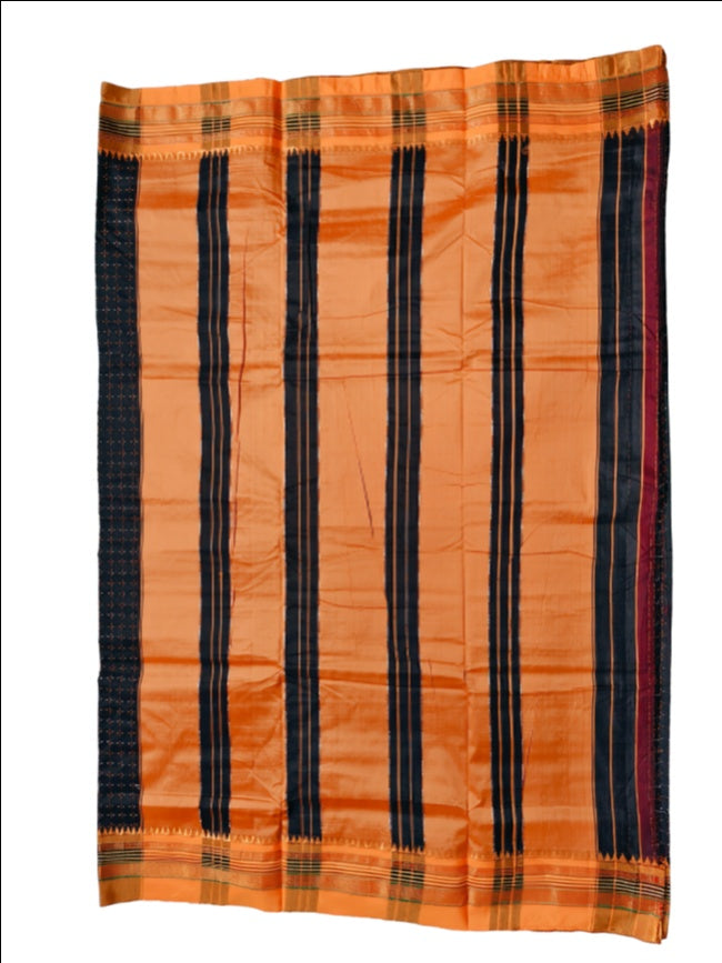 Ilakal Traditional Woven Jari Border Cotton Blended Star Pattern Stripe Pallu