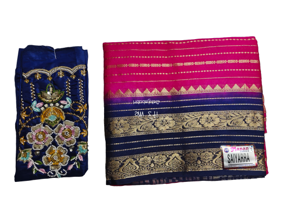 Bracelet Zari woven Saree, Embroidery Working Blouse