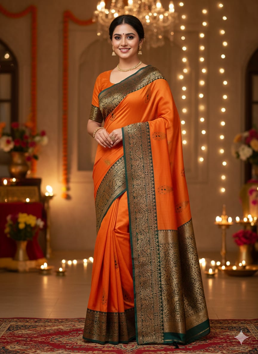 Elegant Traditional Soft Silk Saree multicolour