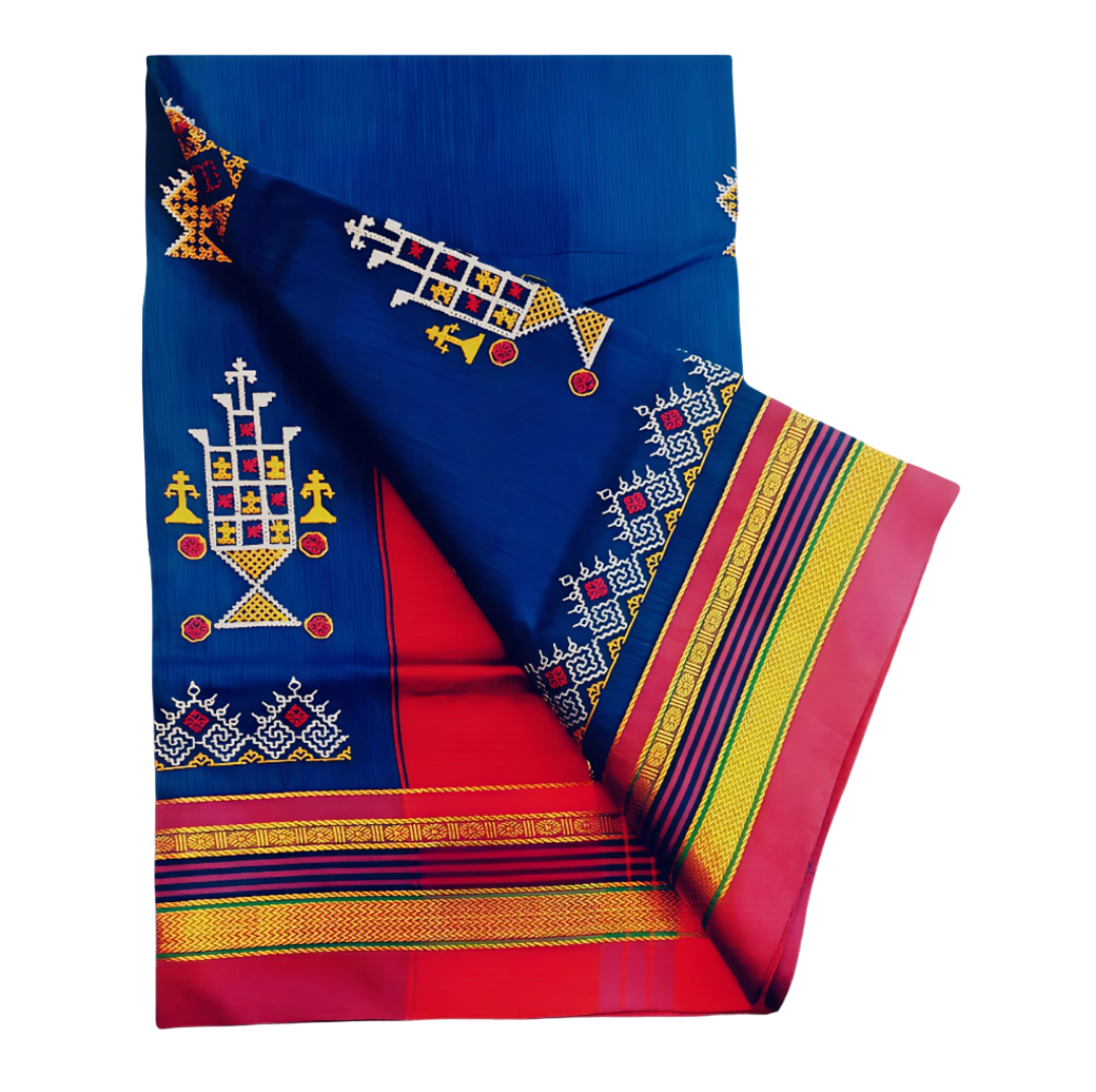 Kasuti Work ilkal Sarees with Running blouse piece for womens
