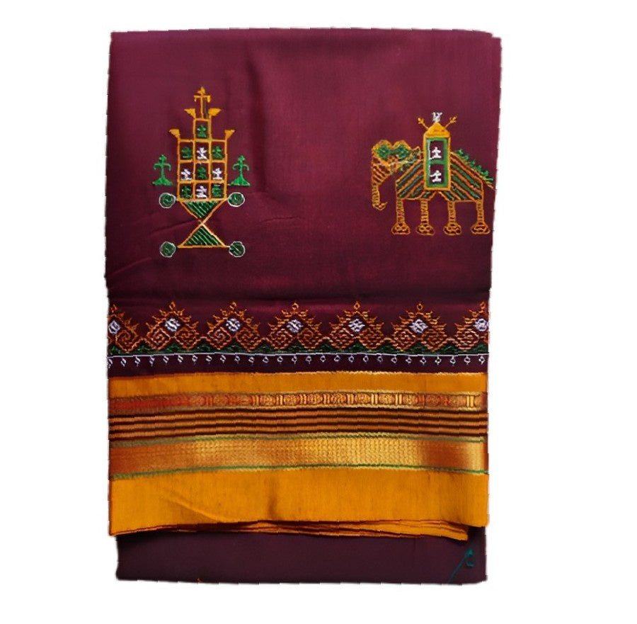 Kasuti Work ilkal Sarees with Running blouse piece for womens