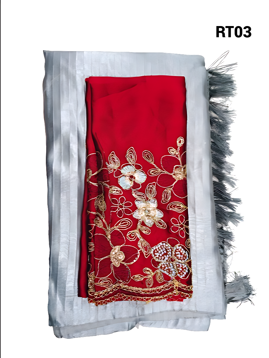 Elegant shineing Saree with Net emerodry Contrast blouse