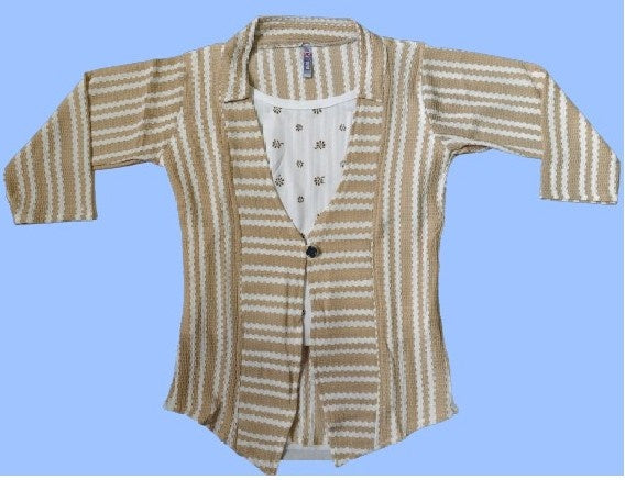Women’s Cotton Striped Kurti Open Jacket | Stylish Front-Open Shrug for Casual & Ethnic Wear