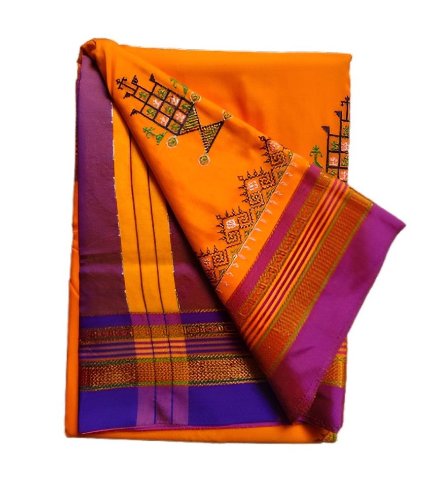 Kasuti Work ilkal Sarees with Running blouse piece for womens