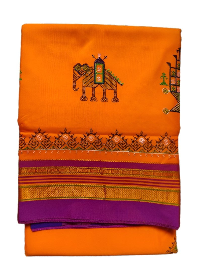 Kasuti Work ilkal Sarees with Running blouse piece for womens